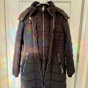 Guess Black Quilted Jacket with Hood